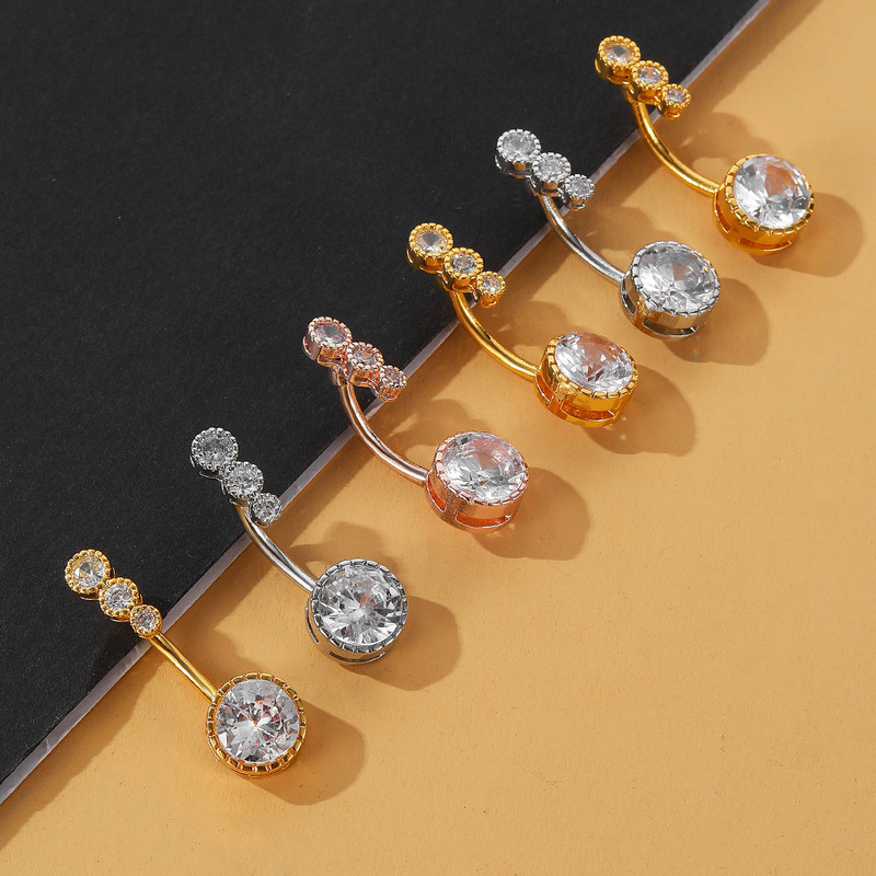 IFMYA Inele de lux pentru buric perforat, femei, bărbați, cristal, bară, bară pentru buric, bară, tendință, piercing pentru corp, bijuterii