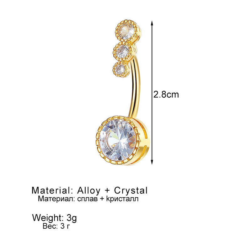IFMYA Inele de lux pentru buric perforat, femei, bărbați, cristal, bară, bară pentru buric, bară, tendință, piercing pentru corp, bijuterii
