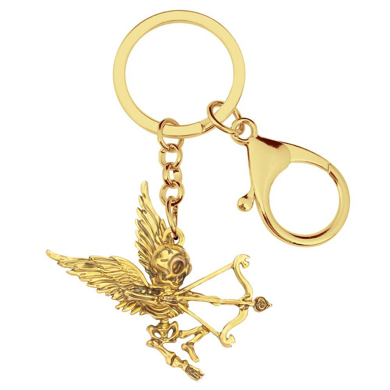 Breloc cu craniu placat cu aur antic Bonsny Halloween Breloc cu schelet Bijuterii pentru femei, adolescenți, bărbați, cadou clasic, decorare poșeta