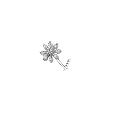 20G Nas Stud în formă de L Inel pentru nas cu zirconiu fluture Inel piercing nas Oțel inoxidabil Floare Nariz Septum Piercing Inel Nez