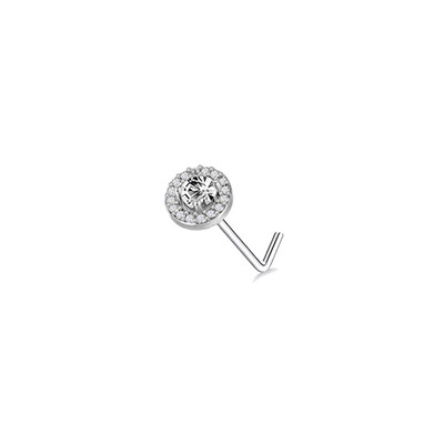 20G Nas Stud în formă de L Inel pentru nas cu zirconiu fluture Inel piercing nas Oțel inoxidabil Floare Nariz Septum Piercing Inel Nez