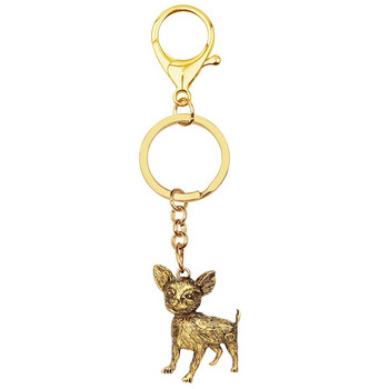 Bonsny Halloween Alloy αντίκες επιχρυσωμένα μπρελόκ Chihuahua Lovely Animal Keyring Jewelry for Women Παιδικά καινοτόμα γούρια δώρου