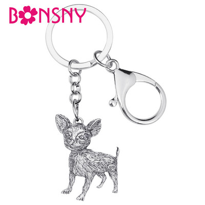 Bonsny Halloween Alloy αντίκες επιχρυσωμένα μπρελόκ Chihuahua Lovely Animal Keyring Jewelry for Women Παιδικά καινοτόμα γούρια δώρου