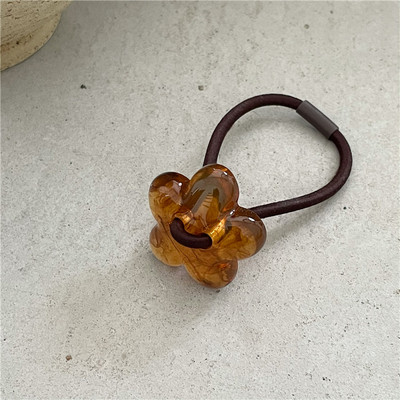 1 buc Benzi de păr din flori acrilice, frânghie de păr, cu mărgele, coadă de cal, benzi elastice pentru păr, accesorii de păr pentru fete