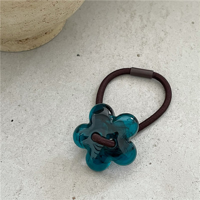 1 buc Benzi de păr din flori acrilice, frânghie de păr, cu mărgele, coadă de cal, benzi elastice pentru păr, accesorii de păr pentru fete