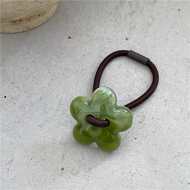 1 buc Benzi de păr din flori acrilice, frânghie de păr, cu mărgele, coadă de cal, benzi elastice pentru păr, accesorii de păr pentru fete