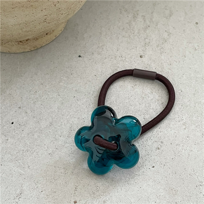 1 buc Benzi de păr din flori acrilice, frânghie de păr, cu mărgele, coadă de cal, benzi elastice pentru păr, accesorii de păr pentru fete