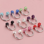 Cehe de foraj urechi Studs potcoavă inel inel nas Clip dublu cristal bile sept Piercing bijuterii CBR inel piercing nas inel ureche