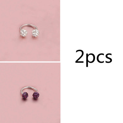 Cehe de foraj urechi Studs potcoavă inel inel nas Clip dublu cristal bile sept Piercing bijuterii CBR inel piercing nas inel ureche