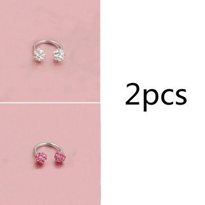 Cehe de foraj urechi Studs potcoavă inel inel nas Clip dublu cristal bile sept Piercing bijuterii CBR inel piercing nas inel ureche