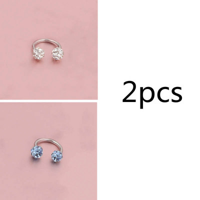 Cehe de foraj urechi Studs potcoavă inel inel nas Clip dublu cristal bile sept Piercing bijuterii CBR inel piercing nas inel ureche