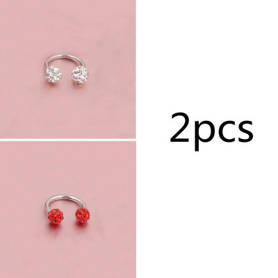 Cehe de foraj urechi Studs potcoavă inel inel nas Clip dublu cristal bile sept Piercing bijuterii CBR inel piercing nas inel ureche