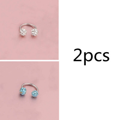 Cehe de foraj urechi Studs potcoavă inel inel nas Clip dublu cristal bile sept Piercing bijuterii CBR inel piercing nas inel ureche