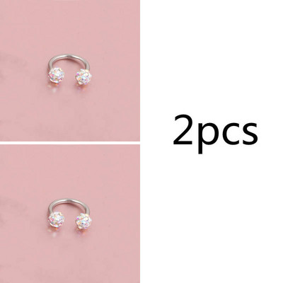 Cehe de foraj urechi Studs potcoavă inel inel nas Clip dublu cristal bile sept Piercing bijuterii CBR inel piercing nas inel ureche