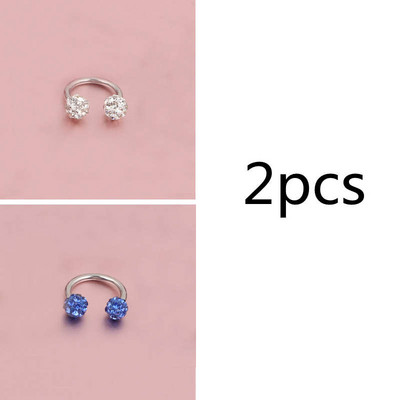 Cehe de foraj urechi Studs potcoavă inel inel nas Clip dublu cristal bile sept Piercing bijuterii CBR inel piercing nas inel ureche
