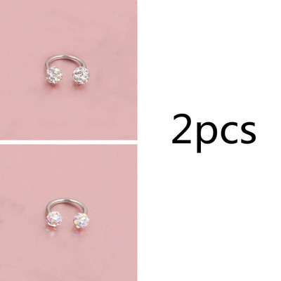 Cehe de foraj urechi Studs potcoavă inel inel nas Clip dublu cristal bile sept Piercing bijuterii CBR inel piercing nas inel ureche