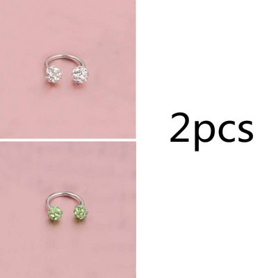 Cehe de foraj urechi Studs potcoavă inel inel nas Clip dublu cristal bile sept Piercing bijuterii CBR inel piercing nas inel ureche