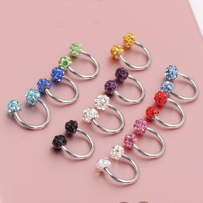 Cehe de foraj urechi Studs potcoavă inel inel nas Clip dublu cristal bile sept Piercing bijuterii CBR inel piercing nas inel ureche