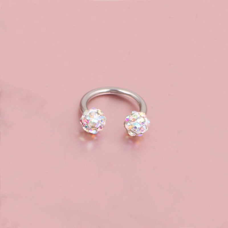 Cehe de foraj urechi Studs potcoavă inel inel nas Clip dublu cristal bile sept Piercing bijuterii CBR inel piercing nas inel ureche