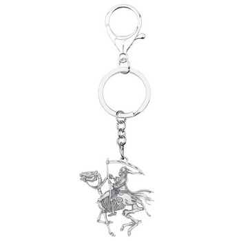 Bonsny Halloween Antique Επιχρυσωμένο Grim Reaper Keychains Long Keyring Κοσμήματα για γυναίκες Friend Kids Festival Δώρο Διακόσμηση