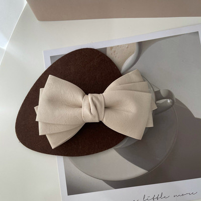 Iarna 2022, la modă, din piele PU, clemă de primăvară, clemă laterală pentru breton, clemă retro, cu trei straturi, culoare contrastantă, ac de păr