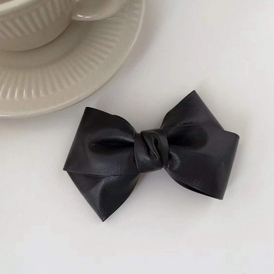 Iarna 2022, la modă, din piele PU, clemă de primăvară, clemă laterală pentru breton, clemă retro, cu trei straturi, culoare contrastantă, ac de păr