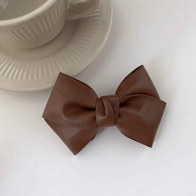 Iarna 2022, la modă, din piele PU, clemă de primăvară, clemă laterală pentru breton, clemă retro, cu trei straturi, culoare contrastantă, ac de păr