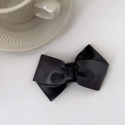 Iarna 2022, la modă, din piele PU, clemă de primăvară, clemă laterală pentru breton, clemă retro, cu trei straturi, culoare contrastantă, ac de păr