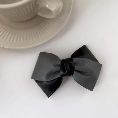 Iarna 2022, la modă, din piele PU, clemă de primăvară, clemă laterală pentru breton, clemă retro, cu trei straturi, culoare contrastantă, ac de păr