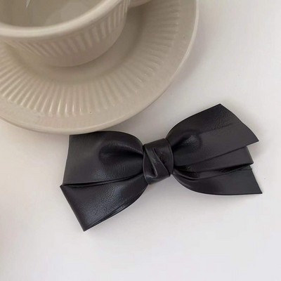 Iarna 2022, la modă, din piele PU, clemă de primăvară, clemă laterală pentru breton, clemă retro, cu trei straturi, culoare contrastantă, ac de păr