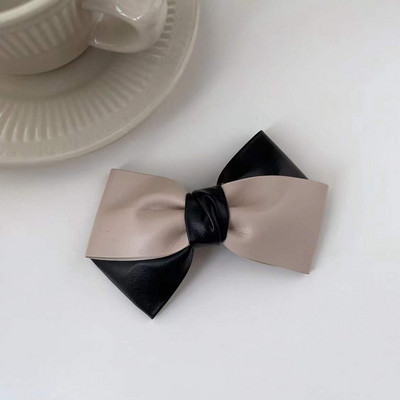 Iarna 2022, la modă, din piele PU, clemă de primăvară, clemă laterală pentru breton, clemă retro, cu trei straturi, culoare contrastantă, ac de păr