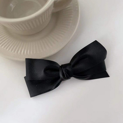 Iarna 2022, la modă, din piele PU, clemă de primăvară, clemă laterală pentru breton, clemă retro, cu trei straturi, culoare contrastantă, ac de păr