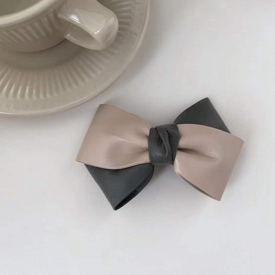 Iarna 2022, la modă, din piele PU, clemă de primăvară, clemă laterală pentru breton, clemă retro, cu trei straturi, culoare contrastantă, ac de păr