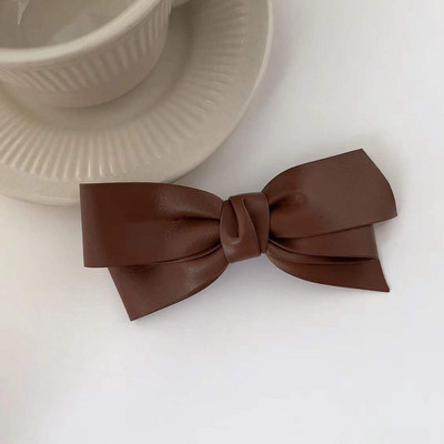 Iarna 2022, la modă, din piele PU, clemă de primăvară, clemă laterală pentru breton, clemă retro, cu trei straturi, culoare contrastantă, ac de păr