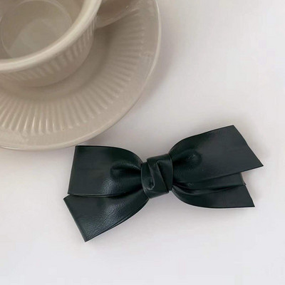 Iarna 2022, la modă, din piele PU, clemă de primăvară, clemă laterală pentru breton, clemă retro, cu trei straturi, culoare contrastantă, ac de păr