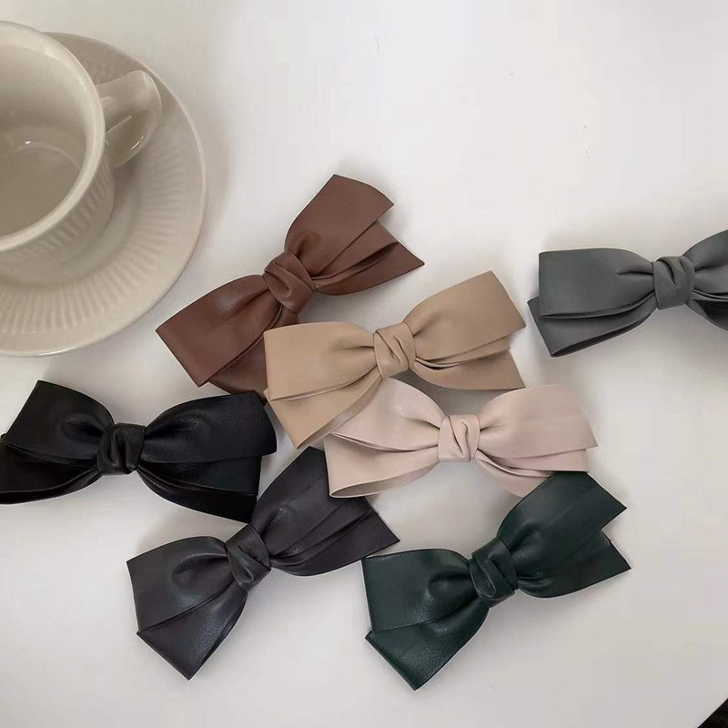 Iarna 2022, la modă, din piele PU, clemă de primăvară, clemă laterală pentru breton, clemă retro, cu trei straturi, culoare contrastantă, ac de păr