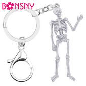 Breloc cu craniu placat cu aur antic din aliaj de Halloween Bonsny Breloc cu schelet Bijuterii pentru femei, fete, copii, cadou pentru festival, brelocuri pentru geanta