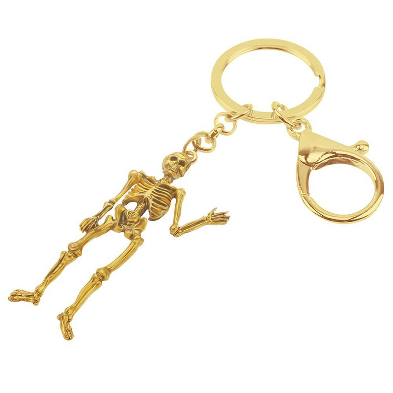 Breloc cu craniu placat cu aur antic din aliaj de Halloween Bonsny Breloc cu schelet Bijuterii pentru femei, fete, copii, cadou pentru festival, brelocuri pentru geanta