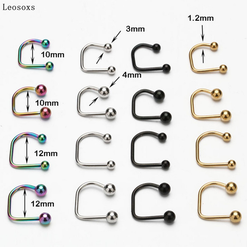 Leosoxs 1 buc. Inel pentru buze pentru unghii pentru buze în formă de U, oțel din titan, oțel inoxidabil, hipoalergenic, punk, piercing pentru corp.