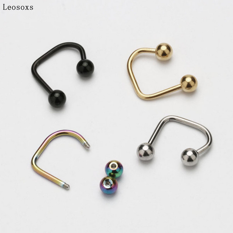 Leosoxs 1 buc. Inel pentru buze pentru unghii pentru buze în formă de U, oțel din titan, oțel inoxidabil, hipoalergenic, punk, piercing pentru corp.
