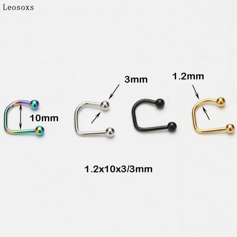 Leosoxs 1 buc. Inel pentru buze pentru unghii pentru buze în formă de U, oțel din titan, oțel inoxidabil, hipoalergenic, punk, piercing pentru corp.