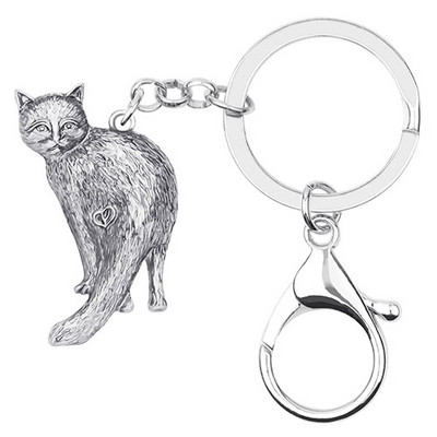 Breloc chei pentru pisică pisică, din aliaj antic, placat cu aur antic, breloc cheie pentru animale de companie, pentru fete, copii, cadou, geantă, decorare pentru mașină