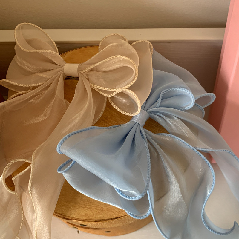 Sifon Organza Fundă albastră Agrafă Fată Temperament Plasă de primăvară Clip Prințesa Accesorii de păr pentru femei Cadou de petrecere