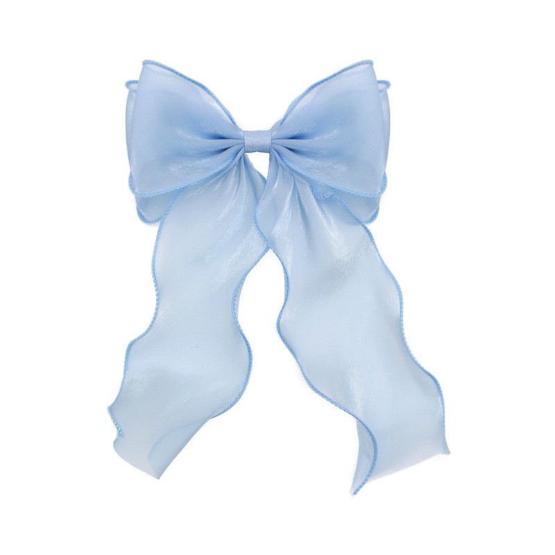 Sifon Organza Fundă albastră Agrafă Fată Temperament Plasă de primăvară Clip Prințesa Accesorii de păr pentru femei Cadou de petrecere