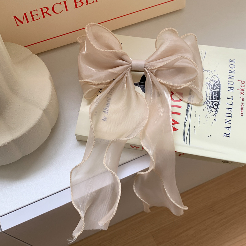 Sifon Organza Fundă albastră Agrafă Fată Temperament Plasă de primăvară Clip Prințesa Accesorii de păr pentru femei Cadou de petrecere