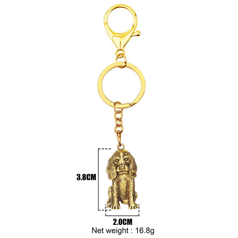 Breloc pentru câini, din aliaj Bonsny, placat cu aur antic, breloc pentru câini, breloc mare, drăguț, lanț cheie cu animale, bijuterii pentru femei, copii, bărbați, cadou de noutate