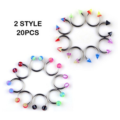 20 buc/lot acrilic colorat nas septum cerc buze inele circulare bară potcoavă ureche tragus helix piercing bijuterii sexy pentru corp