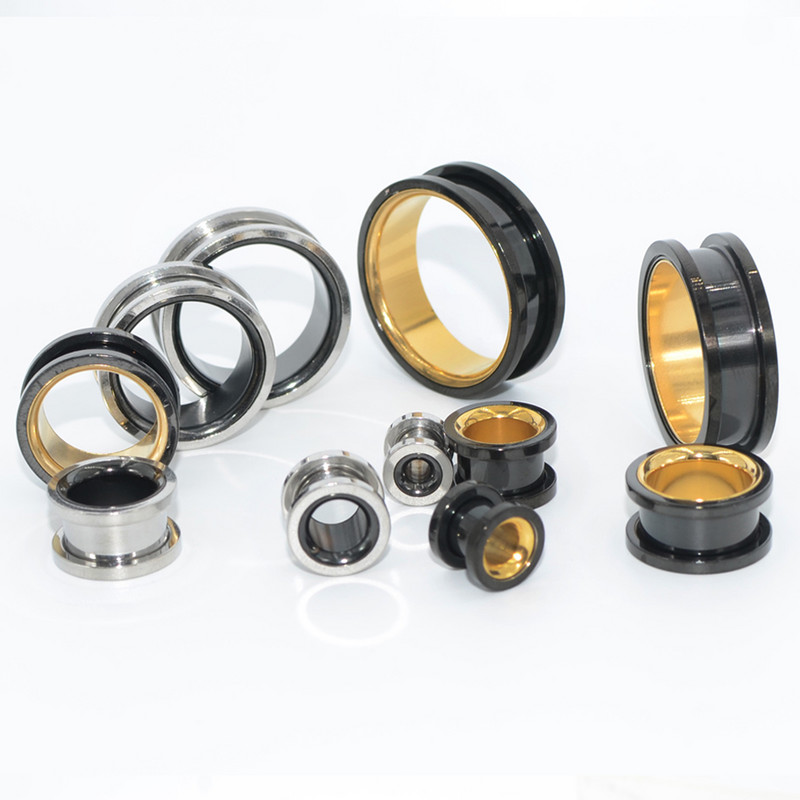 2 buc. șurub din oțel chirurgical de culoare dublă, greutăți pentru urechi, expansor pentru urechi, tuneluri pentru urechi dublu evazate, calibre pentru urechi, bijuterii pentru piercing pentru corp