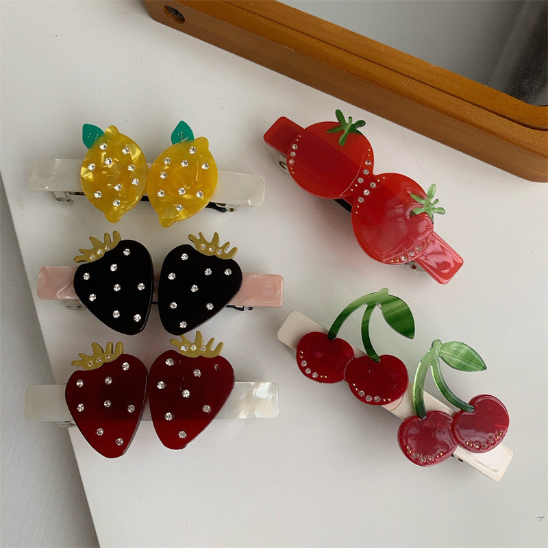 Moda coreeană de primăvară, acetat de fructe, agrafe de primăvară, breton, căpșuni, cireșe, fete, drăguțe, accesorii pentru păr femei