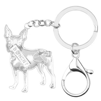 Κράμα σμάλτου Bonsny Rhinestone Crystal Boston Terrier Μπρελόκ για σκύλους Θήκη για μπρελόκ Ζώο κοσμήματα για γυναίκες Γούρια για κορίτσια για κορίτσια